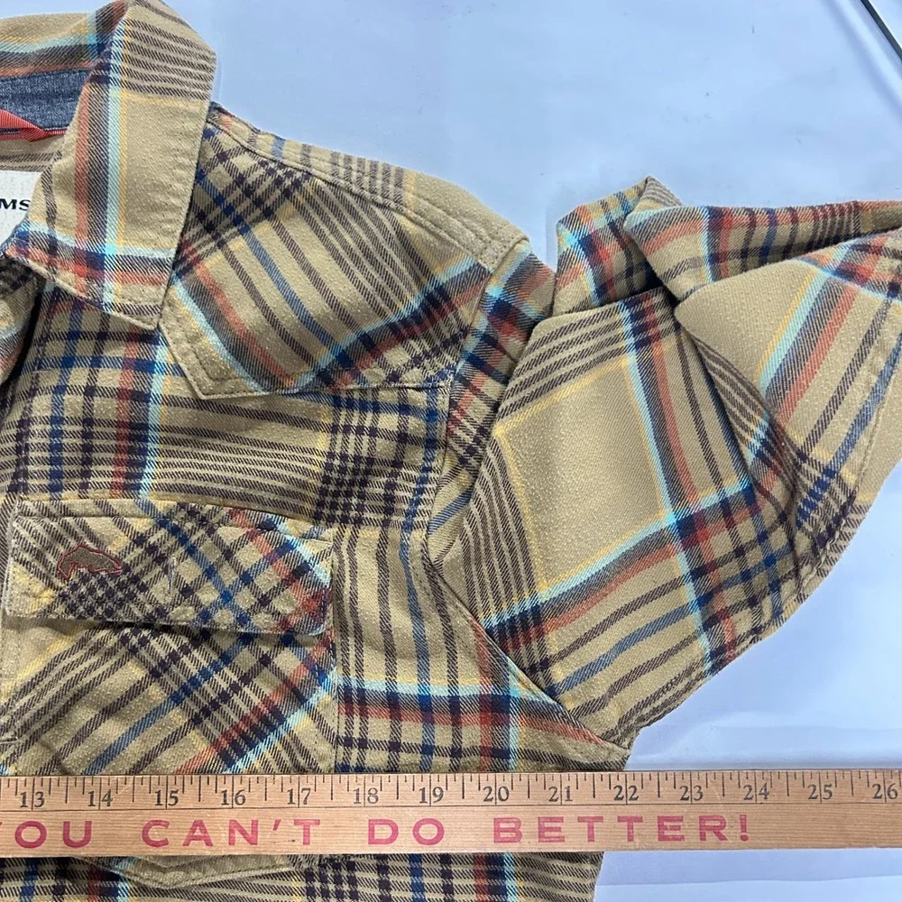 Simms Western Plaid Flannel Fishing Shirt Medium Mustard Yellow Gorpcore Outdoor